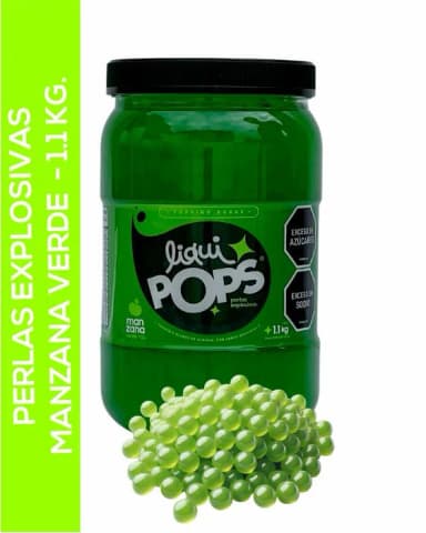 Perlas explosivas liquipops sabor a Manzana verde x 1150 gramos LiquiPops