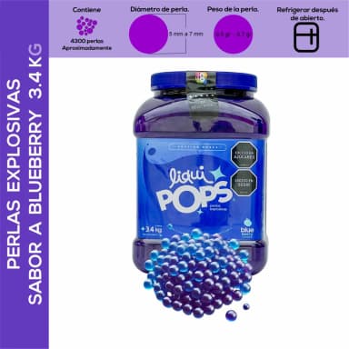 Perlas explosivas liquipops sabor a blueberry x 3400 gramos
