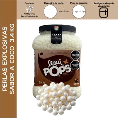 Perlas explosivas liquipops sabor a coco x 3400 gramos