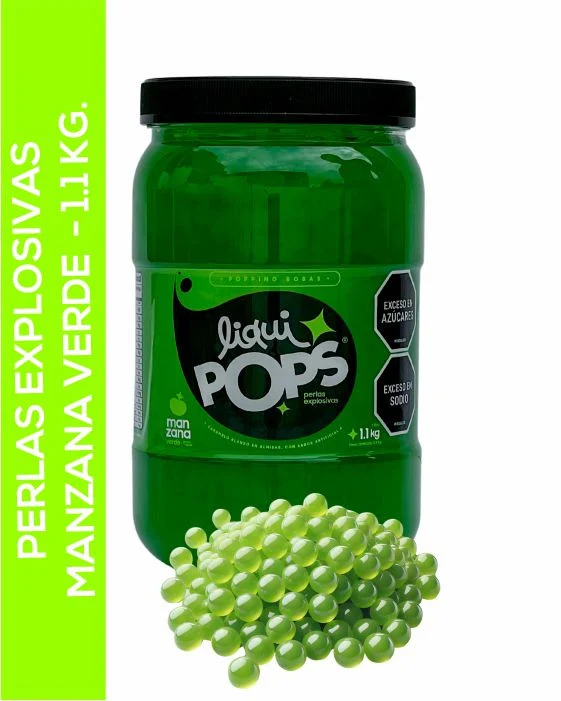 Perlas explosivas liquipops sabor a Manzana verde x 1150 gramos LiquiPops