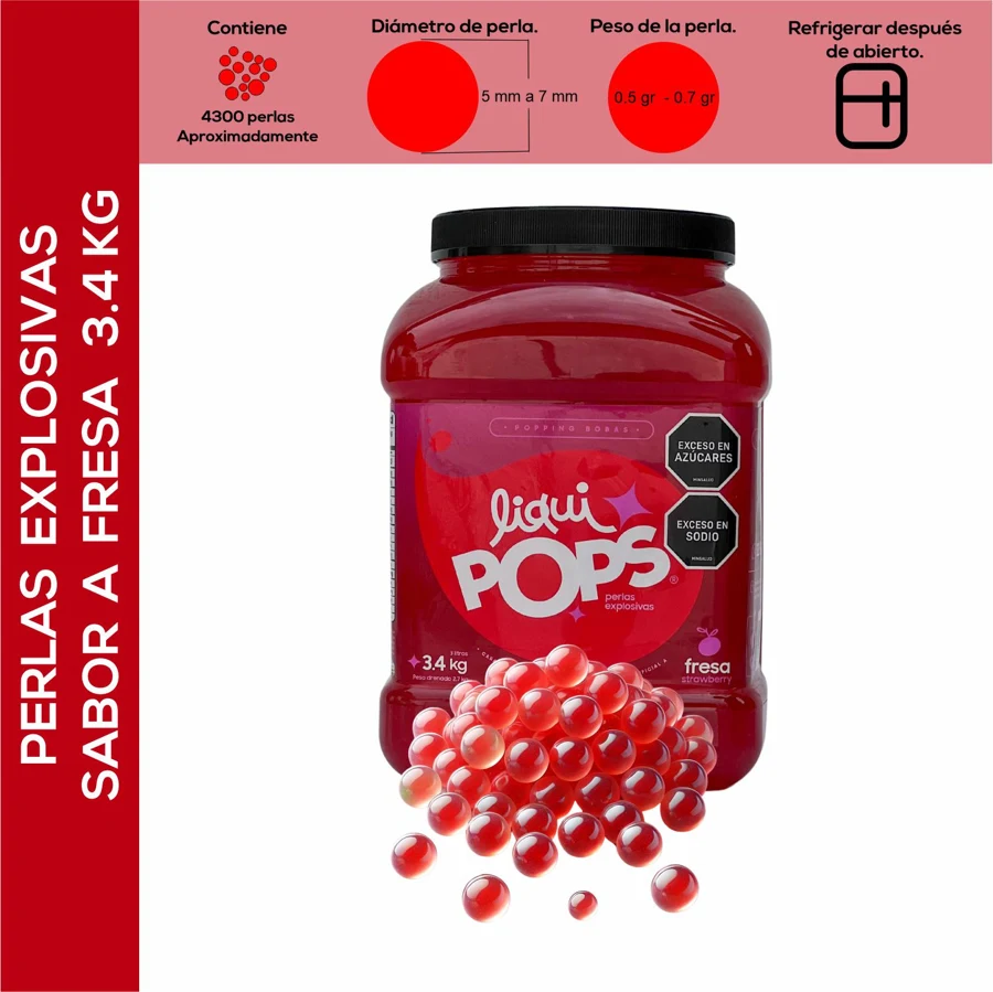 Perlas Explosivas LiquiPops Sabor Fresa 3400g