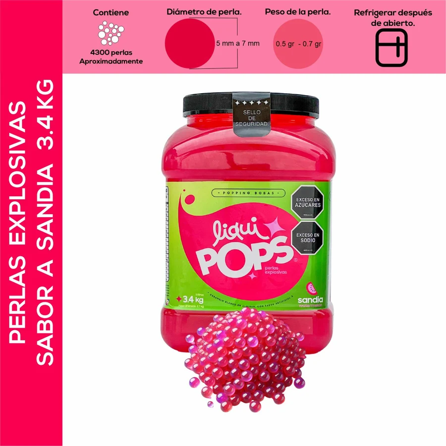 Perlas explosivas liquipops sabor a sandia x 3400 gramos