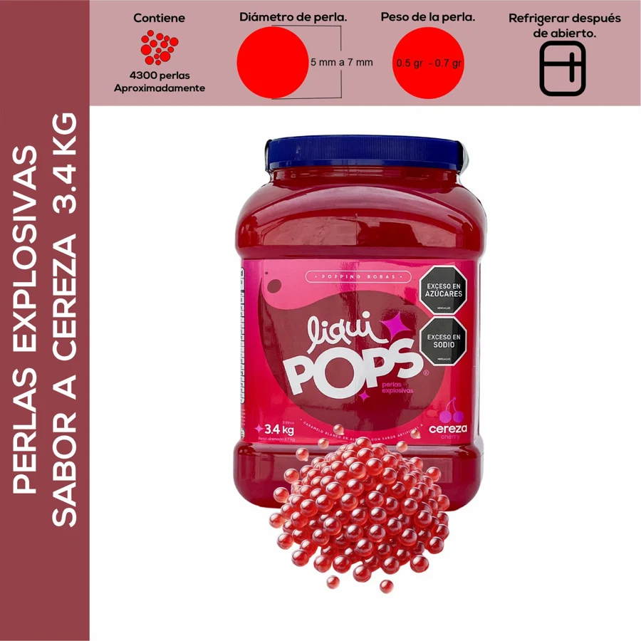 Perlas explosivas liquipops sabor a cereza x 3400 gramos