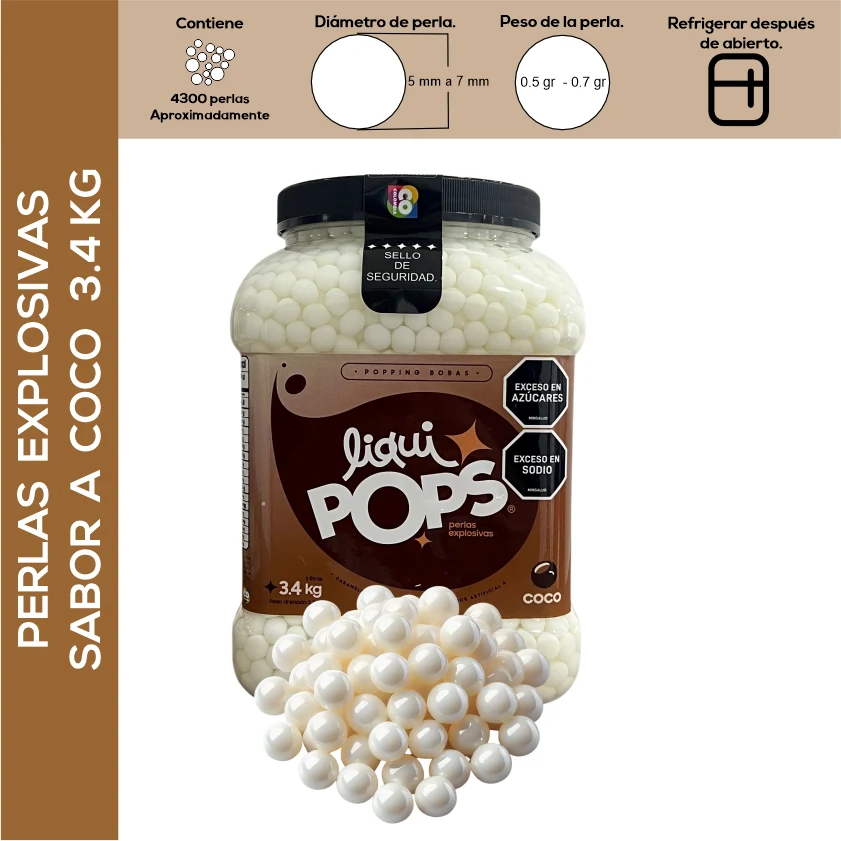 Perlas explosivas liquipops sabor a coco x 3400 gramos